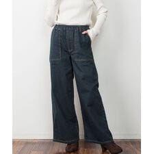 ウエストゴムストレッチデニムベイカーパンツ