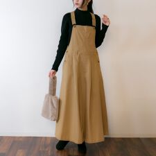 マキシ丈 フレア サロペ スカート