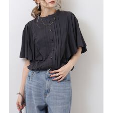 ピンタックフレア袖ブラウス風カットソー