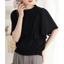 ピンタックフレア袖ブラウス風カットソー