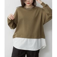 ワッフル裾切り替え長袖Tシャツ