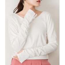 Vネック指空きTシャツ