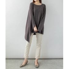 ポンチョ風ニットプルオーバー