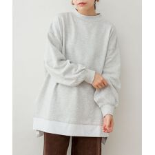 裏起毛 レイヤード風 ハイネック トレーナー