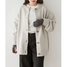 クルーネックふわふわニットカーディガン