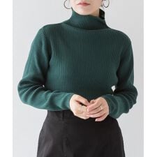 タートルネックリブニット 大きいサイズ レディース セーター M L LL 3L 4L 5L