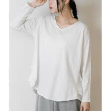 脇タックVネック長袖カットソー