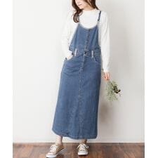 デニム マキシ丈 スカート サロペット