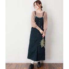 デニム マキシ丈 スカート サロペット