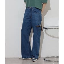 デニムダメージストレートパンツ