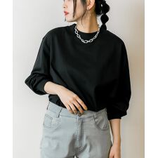 モックネックボリューム袖ロンT