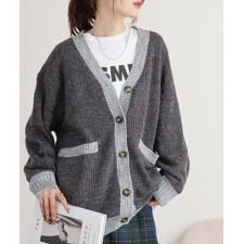 コンビネーションカラーVネックカーディガン