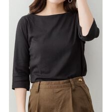 ボートネック七分袖プルオーバー