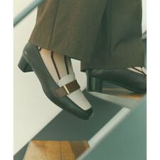 リーガル F57R 晴雨兼用ヒールローファー ダークブラウンアイボリー パンプス