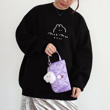 チェーン刺繍ウサニットスウェット／ブラック（MK514）