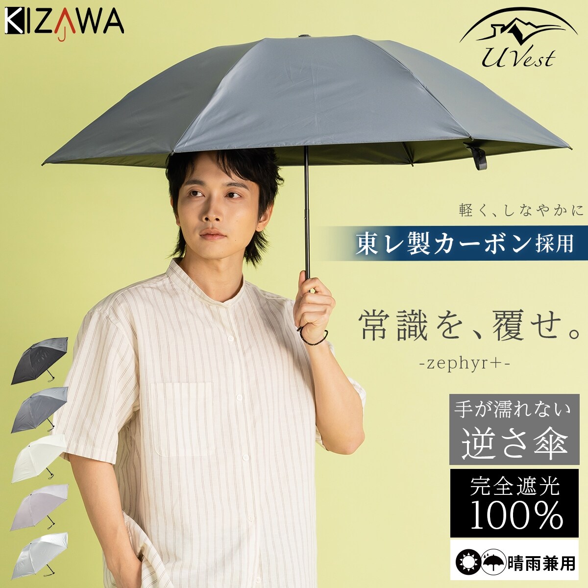 折りたたみ傘 日傘 メンズ 軽量 逆さ傘 完全遮光 UVカット 晴雨兼用