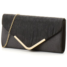 サテンレースＶメタルレースクラッチバッグ