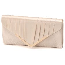 サテンＶメタルクラッチバッグ