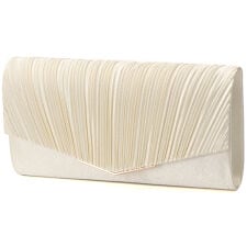 サテンプリーツミニＶメタルクラッチバッグ