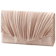 サテンプリーツミニＶメタルミニクラッチバッグ