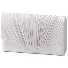 サテンプリーツミニＶメタルミニクラッチバッグ