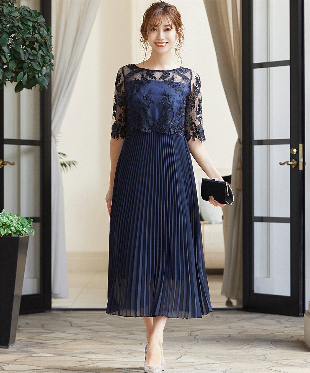 オケージョン】【サイズ展開】レース ボレロ 付き 2way ワンピース