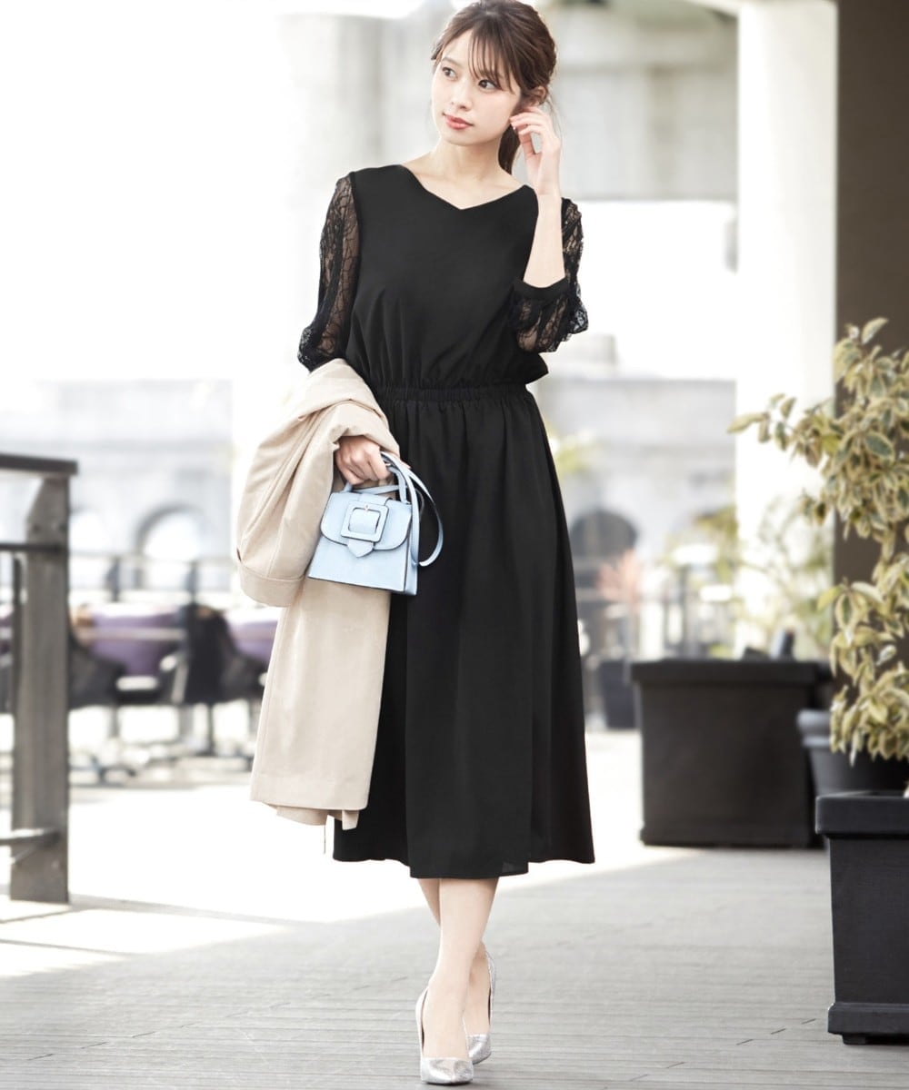 ボリュームスリーブ イレギュラーヘム 結婚式 パーティー ワンピース