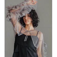 ガール(GIRL)のチュールフリルスリーブショート丈 結婚式 ボレロ ジャケット パーティー オケージョン お呼ばれ