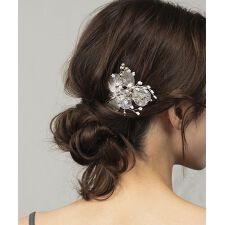 フェイクパール ラインストーン フラワーモチーフ ヘアコーム かんざし かわいい ヘアアクセサリー