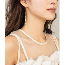 フェイクパール チェーン ロングピアス シルバー ゴールド 両耳用 アクセサリー