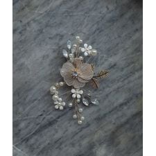 フェイクパール ビジュー フラワーモチーフ ヘアクリップ 大きめ ハーフアップ ヘアアクセサリー