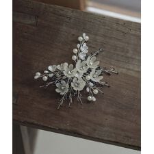 フェイクパール ビーズ フラワーモチーフ ヘアクリップ 大きめ ハーフアップ ヘアアクセサリー