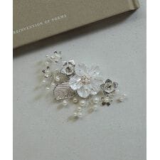 フェイクパール ビーズ フラワーモチーフ ヘアクリップ 大きめ ハーフアップ ヘアアクセサリー