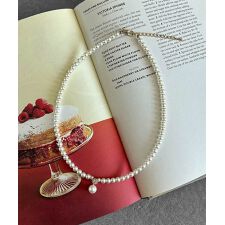 パール ラインストーン ネックレス ゴールド 結婚式 シンプル