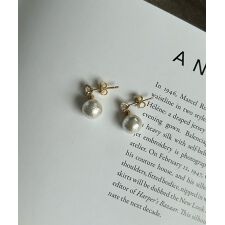 コットンパールが揺れる上品ピアス ゴールド シルバー 両耳 結婚式