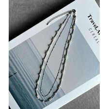 小粒フェイクパール チェーン 2連ネックレス シルバー ゴールド 結婚式 アクセサリー