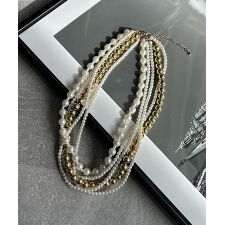 5連 フェイクパール ネックレス シルバー ゴールド 結婚式 パーティー