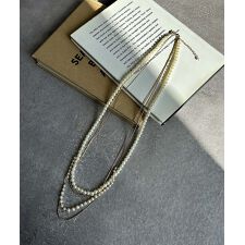 フェイクパール チェーン 4連ロングネックレス シルバー ゴールド 結婚式