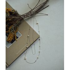 フェイクパール チェーン 2連ロングネックレス シルバー ゴールド 結婚式 アクセサリー