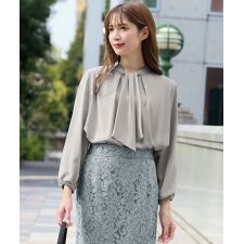 [洗える]ボウタイブラウス 2way オフィス ビジネス フォーマル セレモニー
