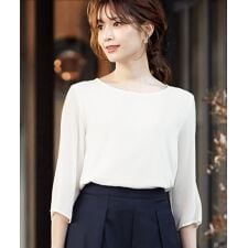 【洗える】シフォン七分袖ブラウス
