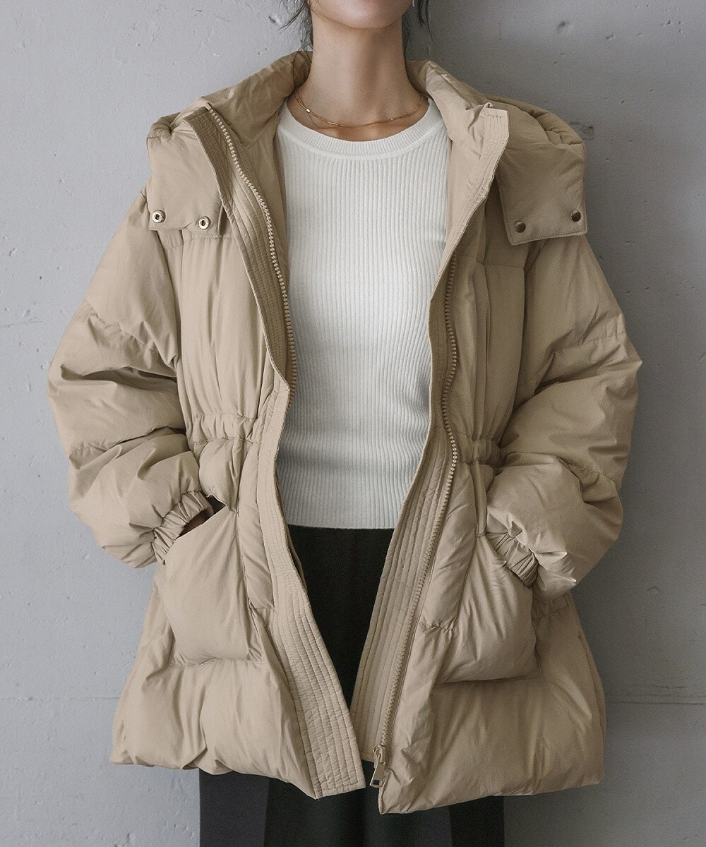 高品質ダウン90％】2WAY ステンカラー キルティング ダウンコート