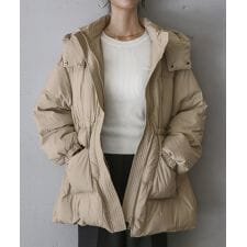 フォックスファー付き フーデッド ダウンコート