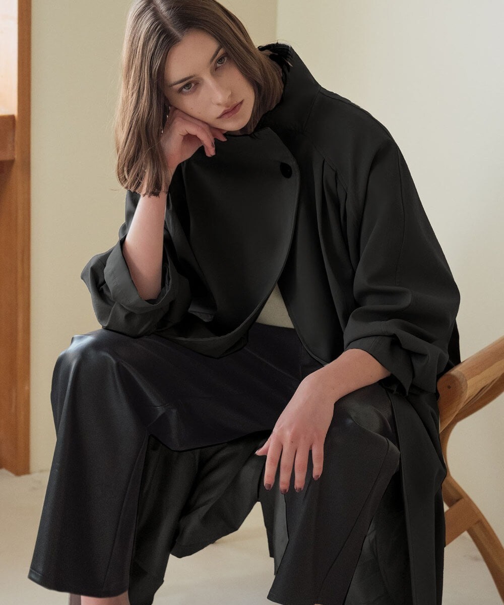 2WAY スタンドカラー トレンチコート ロング丈 アウター ロングコート