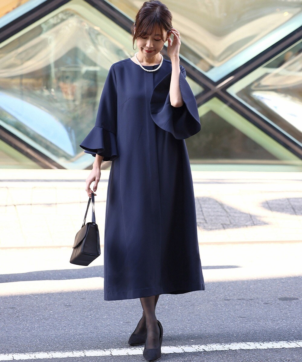 ストレッチ ウォッシャブル】m.f.エディトリアル サックワンピース