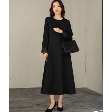 【喪服・礼服】フォーマルワンピース 長袖 Aライン セレモニー【洗える】