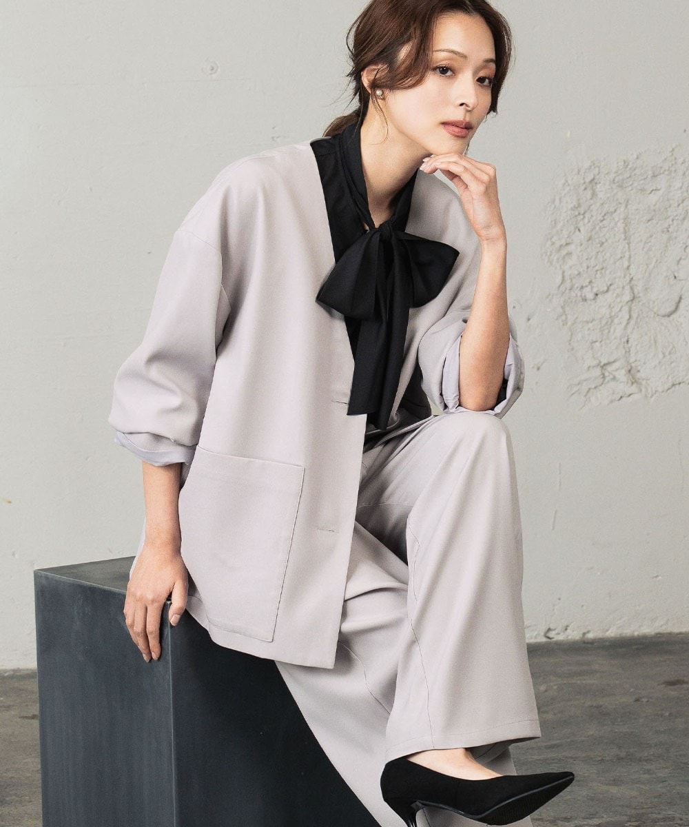 今っぽく、楽ちん体型カバー 抜け感セットアップスーツ 卒業式 入学式