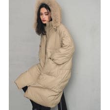 ロングダウンコート ファー フード付き