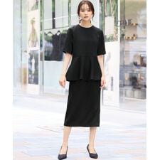 ペプラムブラウス タイトスカート セットアップ スーツ【洗える】