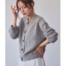 エルフランク(ELFRANK)の【2025AW】透かし編み メッシュニット クルーネック カーディガン